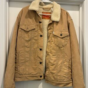 Levi's Tan Lightweight Shirt Jacket with Sherpa Lining
